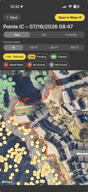 FireSync HotSpot Finder map screen
